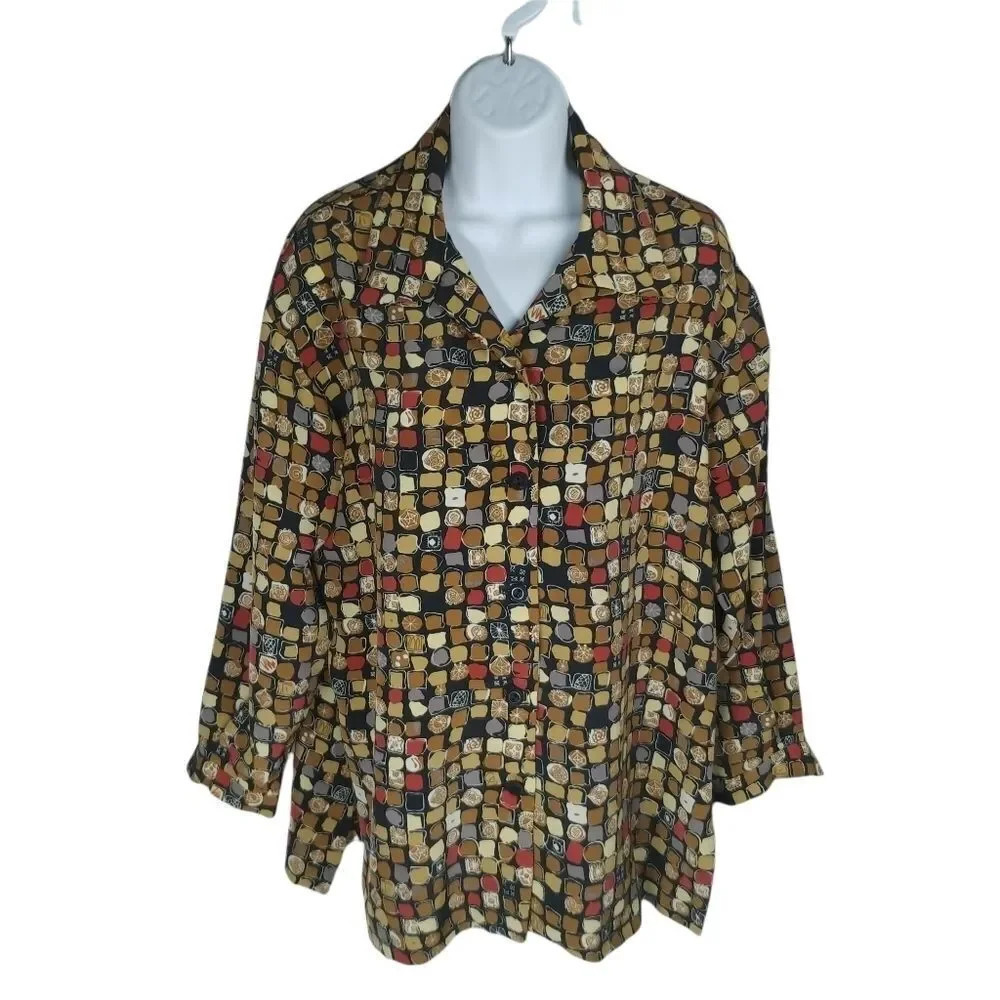 Handmade Retro Vintage Blouse, 3/4 Sleeve, L